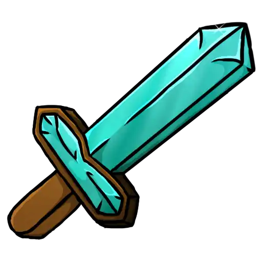 A light-turquoise Minecraft sword with a brown handle